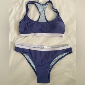 Cupshe Roaming River Sporty Back Bralette & Banded Hipster Bikini Set - medium